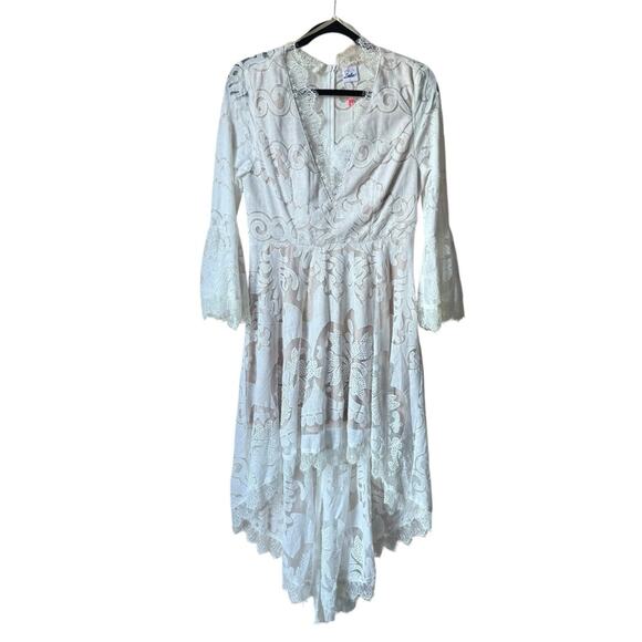 Selfie Leslie Chantily High Low Bell Sleeve Dress NWT Size Large - Picture 1 of 6